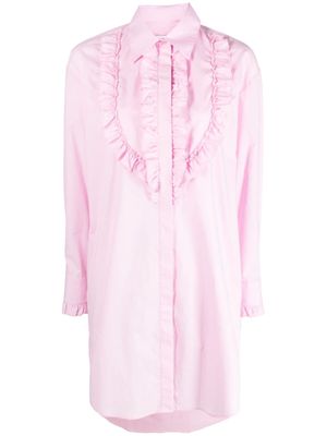 MSGM ruched-trim cotton shirt dress - Pink