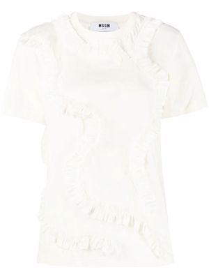 MSGM ruffle-applique detail T-shirt - Neutrals