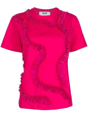 MSGM ruffle-appliqué T-shirt - Pink