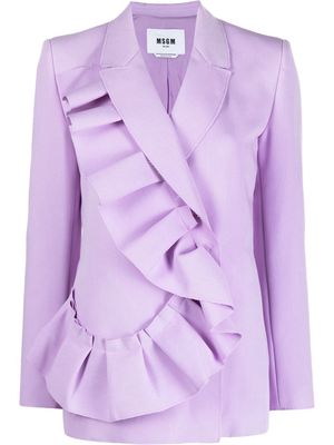 MSGM ruffle-detail blazer - Purple