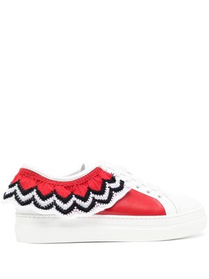 MSGM ruffle-detail lace-up sneakers - White