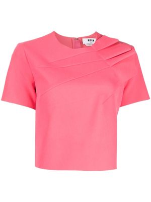 MSGM ruffle-detail short-sleeve cropped top - Pink