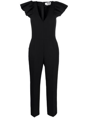 MSGM ruffle-sleeve tailored jumpsuit - Black
