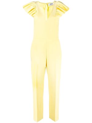 MSGM ruffle-sleeve V-neck jumpsuit - Yellow