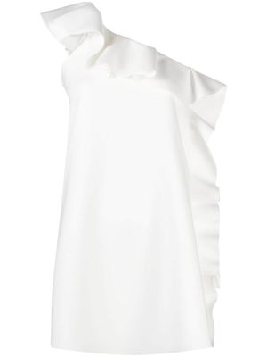 MSGM ruffle-trim asymmetric minidress - White