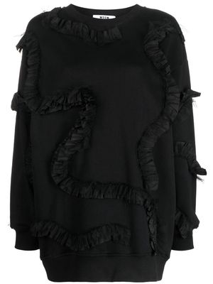 MSGM ruffle-trim detail sweatshirt - Black