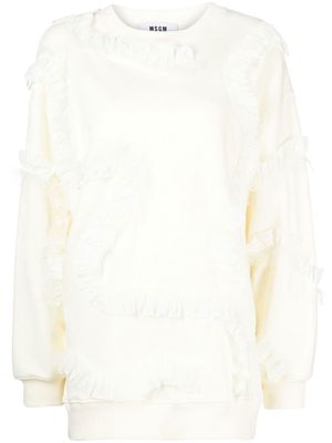 MSGM ruffle-trim detail sweatshirt - White