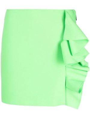 MSGM ruffle-trim high-waist cady miniskirt - Green