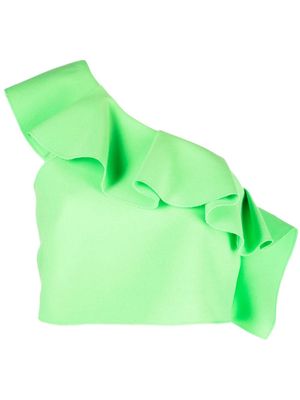 MSGM ruffle-trim one-shoulder cady blouse - Green