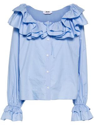 MSGM ruffled cotton blouse - Blue