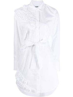 MSGM ruffled cotton shirt dress - White