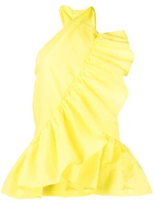 MSGM ruffled-detail halterneck blouse - Yellow