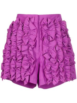 MSGM ruffled mini shorts - Purple