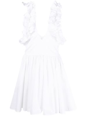 MSGM ruffled-sleeve flared dress - White
