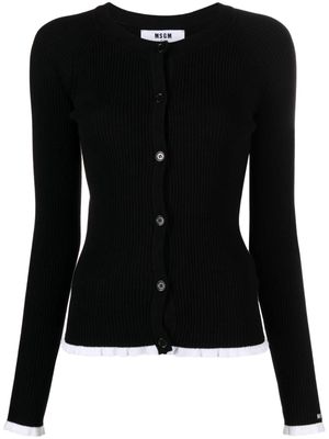 MSGM ruffled-trim knitted cardigan - Black