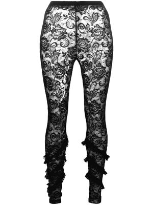 MSGM semi-sheer lace leggings - Black