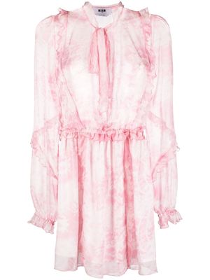 MSGM semi-sheer ruffled floral dress - Pink