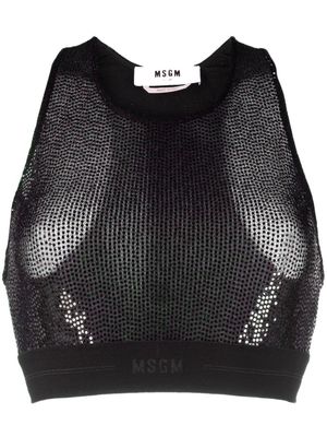 MSGM sequin-embellished cropped top - Black
