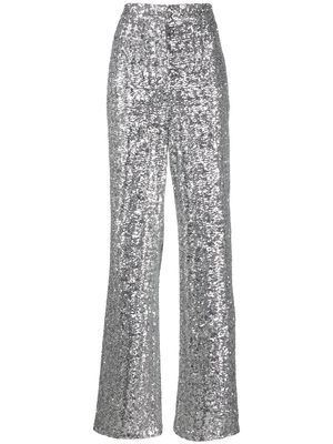 MSGM sequin-embellished wide-leg trousers - Silver