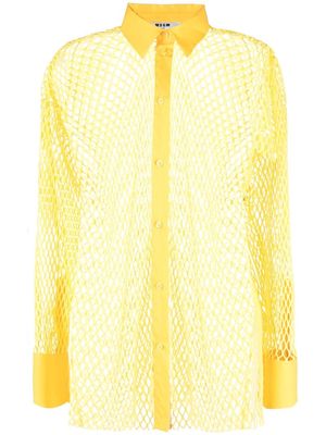 MSGM sheer fishnet shirt - Yellow