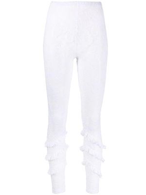 MSGM sheer floral lace leggings - White