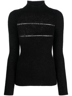 MSGM sheer-panel knitted jumper - Black