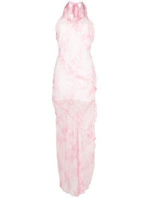 MSGM sheer ruffle-detail maxi dress - Pink
