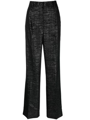 MSGM Shiny Pinstriped wide-leg trousers - Black
