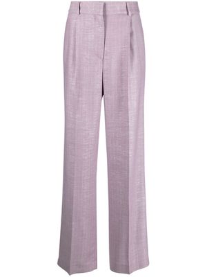 MSGM Shiny Pinstriped wide-leg trousers - Purple