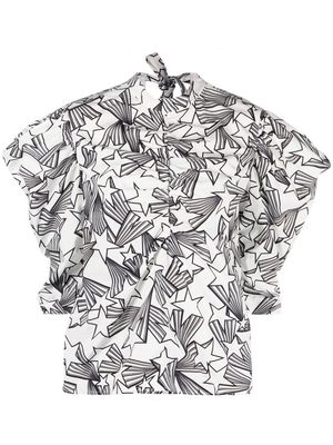 MSGM Shooting Stars-print puff-sleeve blouse - White
