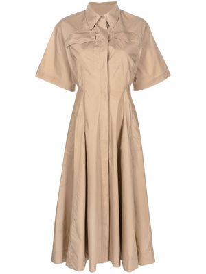 MSGM short-sleeve cotton shirtdress - Neutrals