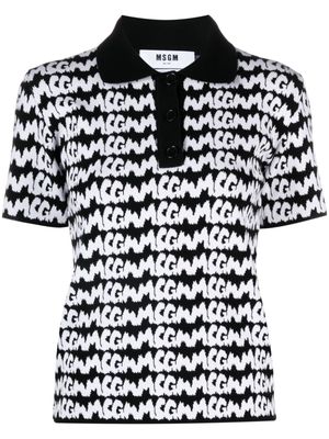 MSGM short-sleeve jacquard-logo polo - Black