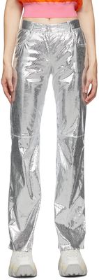 MSGM Silver Python Trousers