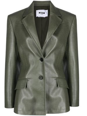 MSGM single-breasted fitted-waistline blazer - Green