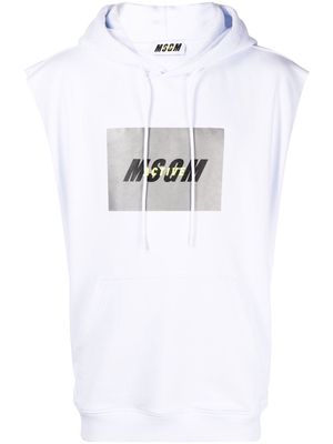MSGM sleeveless logo-print hoodie - White