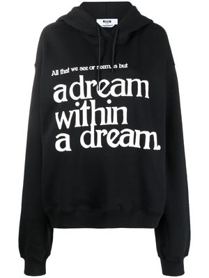 MSGM slogan-print cotton hoodie - Black