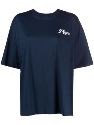 MSGM slogan-print cotton T-shirt - Blue