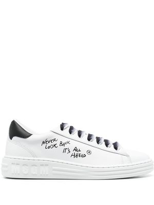 MSGM slogan-print leather sneakers - White