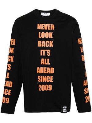 MSGM slogan-print long-sleeved T-shirt - Black