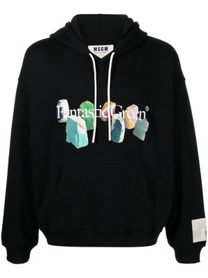 MSGM slogan-print organic-cotton hoodie - Black