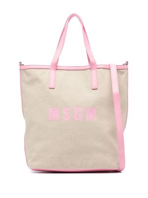 MSGM small logo-print tote bag - Neutrals