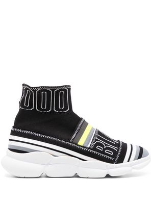MSGM sock-style contrast-stick sneakers - Black