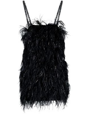 MSGM square-neck ostrich-feather minidress - Black