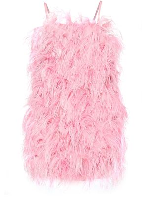 MSGM square-neck ostrich-feather minidress - Pink