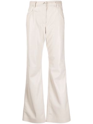 MSGM straight-leg faux-leather trousers - Neutrals