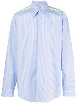 MSGM stripe-patter cotton shirt - Blue