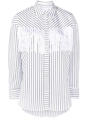 MSGM stripe-print fringed shirt - White