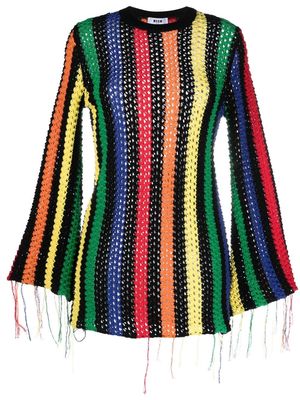 MSGM striped crochet fringed jumper - Black