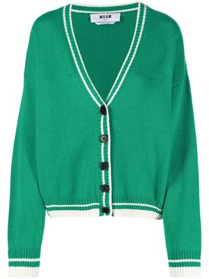 MSGM striped-edge knitted cardigan - Green