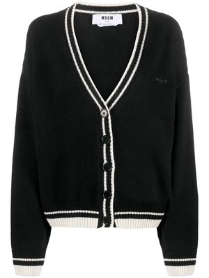 MSGM striped-edge wool-cashmere cardigan - Black